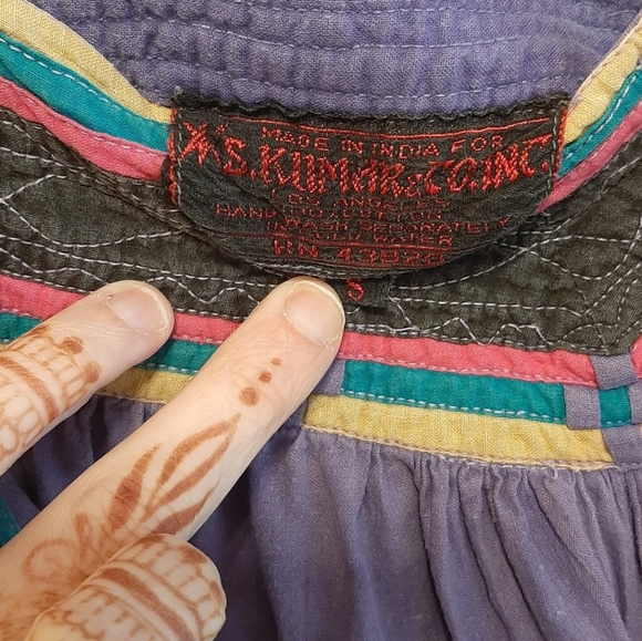 RARE Vintage 1970s S. Kumar Indian Cotton Smock Sun Dress XS/S - Picture 4 of 13